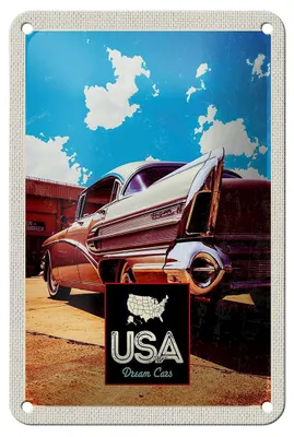 Produktbild von Blechschild Reise 12x18cm USA Amerika Auto 75 Oldtimer Urlaub Schild