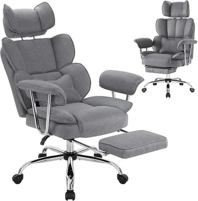 Imagen del producto de Silla de oficina ergonómica, capacidad de 200 kg, silla de escritorio con reposapiés extra grande