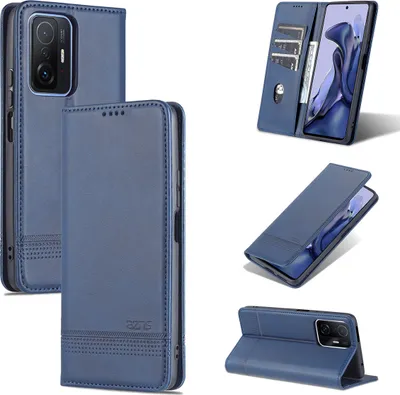 Obrázek produktu pro Xiaomi Mi 11T Leather Case, Flip Cover Wallet Case Magnetic Closure Stand Protective Case pro Xiaomi Mi 11T / Mi 11T Pro Blue