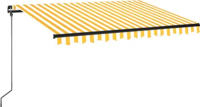 Produktbild von vidaXL Markise Manuell Einziehbar mit LED 350x250 cm Gelb und Weiß