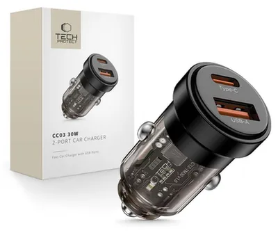 Obrázok produktu pre Tech-Protect Cc03 2-portová nabíjačka do auta Pd30W/Qc3.0 čierna
