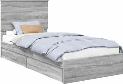 Obrázek produktu pro Postel s úložným prostorem s čelo Šedá Sonoma 75 x 190 cm