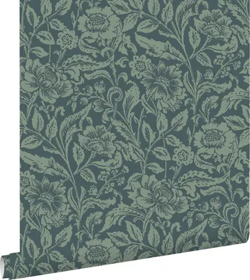 Zdjęcie produktu dla ESTAhome Tapeta zabytkowe kwiaty ciemnoniebieskimIszaro zielonym 53 cm x 10.05 m