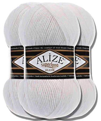 Productafbeelding van Alize 3x 100g Superlana Klasik garen, effen kleur, geschikt voor haken en breien (55)