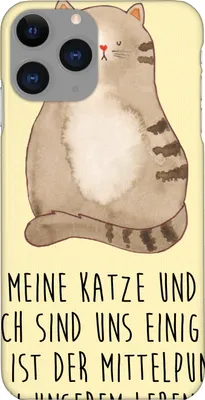 Produktbild von Mr. & Mrs. Panda Iphone 11 Pro Handyhülle Katze Sitzen - Gelb Pastell - Geschenk, Premium Kunststoff, Cat, Herz, Katzen, Handy Case, Cats