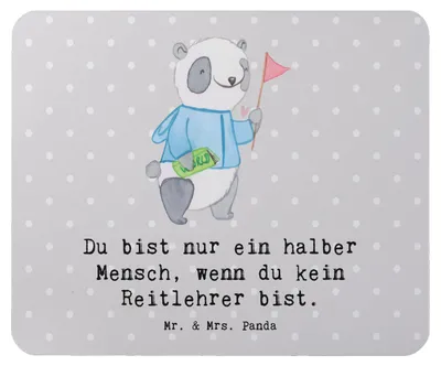 Produktbild von Mr. & Mrs. Panda Mauspad Reitlehrer Herz - Grau Pastell - Geschenk, Mouse Pad, laptop, mousepad, computer