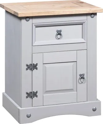 Produktbild von Eleganten-Stil Nachttisch im Mexiko-Stil Kiefernholz Grau 53x39x66 cm DE89585