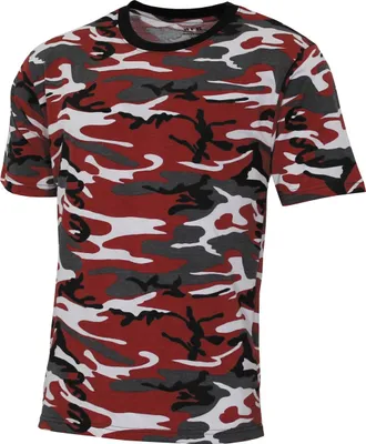 Image de T-Shirt MFH US, "Streetstyle", rot-camo, 140-145 g/m² - XXXL