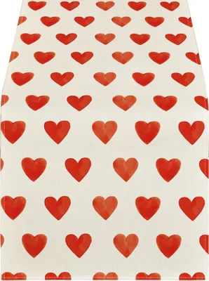 Produktbild von Party-Tischläufer mit Herz-Print, verdickt, hitzebeständig, 3 Größen, pflegeleicht, rutschfest, Valentinstag, Hotel, Restaurant, Hochzeit, Bankett, Tischdekoration, Tischfahne