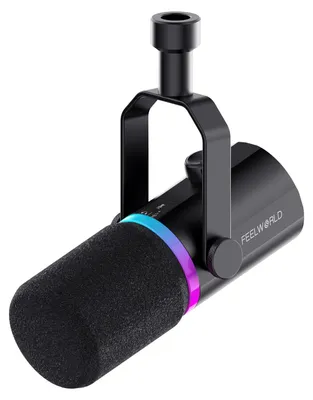 Image de Microphone dynamique XLR/USB avec éclairage RGB, idéale pour l'enregistrement de podcasts