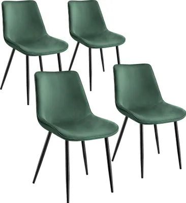 Image de Lot de chaises de salle à manger Monroe aspect velours - vert foncé, Lot de 4