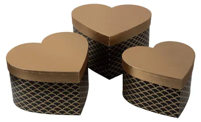 Produktbild von Clayre & Eef Aufbewahrungsbox 3er Set 27x24x15 / 24x21x14 / 21x19x12 cm Schwarz Goldfarbig Karton
