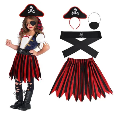 Produktbild von Piratenkostüm Kinder 4-teilig, mit Augenklappe, für Karneval