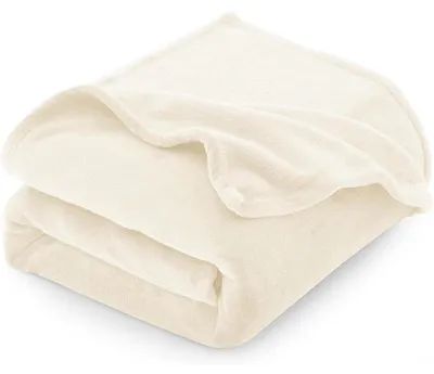 Produktbild von Kuscheldecke Flanell 150x200 cm Creme Weich Warm Leicht für 4 Jahreszeiten
