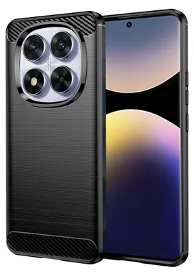 Produktbild von Techsuit Carbon Silicone Back Cover Hülle für Xiaomi Redmi Note 14 Pro - Schwarz