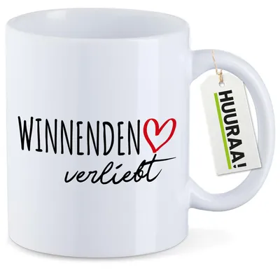 Produktbild von Huuraa Kaffeetasse Winnenden verliebt 330ml Weiß Keramik Kaffeebecher Geschenkidee