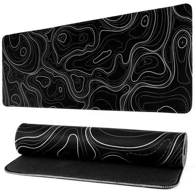 Image de Tapis de souris gaming XL, 800 x 300 mm, noir, antidérapant, lavable, bord cousu