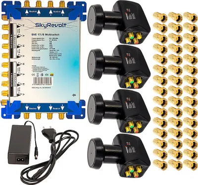 Produktbild von SkyRevolt SVC 17/8 Multiswitch SAT Multischalter 4x PremiumX Quattro LNB 45x F-Stecker