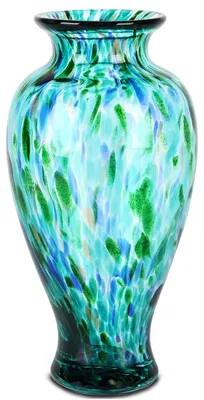 Handgeblasene Glasvase, türkis, 30x15 cm, moderne Deko