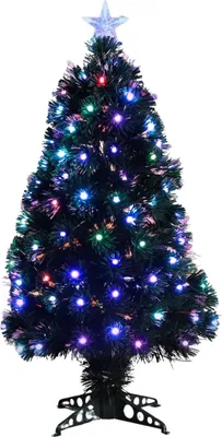 Image de Sapin de Noël décoratif avec éclairage en fibre de verre multicolore 90 cm - Modèle Luca
