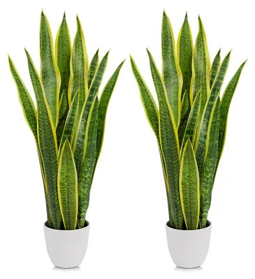 Produktbild von 2er-Set große Sansevieria Kunstpflanze Künstliche Schlangenpflanze 73 cm für Wohnzimmer und Bürodekoration
