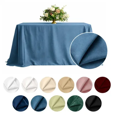 Produktbild von MEBLE ODNOWA, Tischdecke, Matter Samt-Tischdecke, Quadratisch, Blau, 230×230 cm, Velours, Tischschutz, Elegant, Formstabil, Elastisch, Strapazierfähig, Maschinenwaschbar