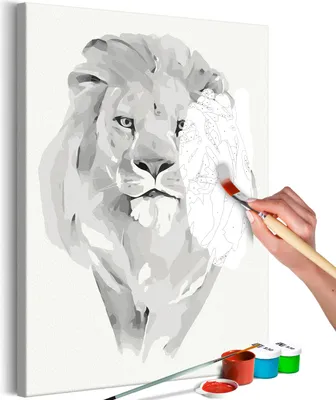 Produktbild von Vlies Malen nach Zahlen - White Lion 40x60 cm Tiere n-A-1129-d-a