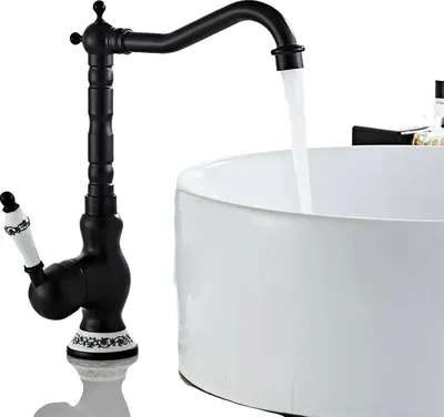 Immagine prodotto di Miscelatore per lavabo, struttura in ottone, montaggio a soffitto, ottone, nero