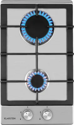 Image de Klarstein Plaque de cuisson gaz encastrée, table de cuisson gaz, brûleur , gaz naturel/gaz propane, soupapes sécurité, arrêt automatique, porte-casseroles en fonte, 5 brûleurs (Argent)