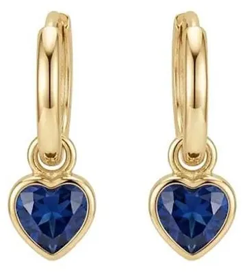 Produktbild von Suzan Gold® 925 Sterling Silber Creolen Damen Herz Anhänger blau Zirkonia Ohrringe elegant minimalistisch Geschenk Heart Drop Earrings