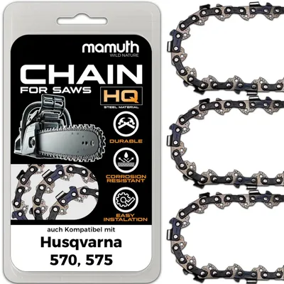 Obrázok produktu pre 3 reťaze na pílu, reťazová píla 50 cm, 1,5 mm, 3/8", 72 TG, vhodné pre Husqvarna 570, 575