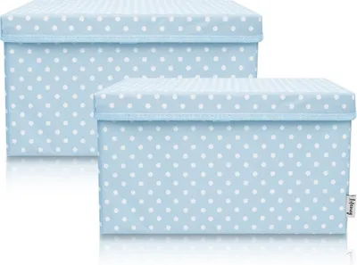 Produktbild von Lifeney 2-Set Aufbewahrungsbox Kinder (37x25x21cm) I Aufbewahrungskorb für Kinderzimmer und Wohnbereich I Kinder Aufbewahrungskiste (Hellblau Punkte)