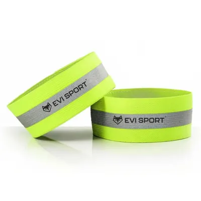 Produktbild von Reflektorband 2er Set, Reflektor zum Laufen & Radfahren, Sicherheitsband verstellbar mit Klettverschluss für Arm & Bein, EVI SPORT ActiveFlash Grün