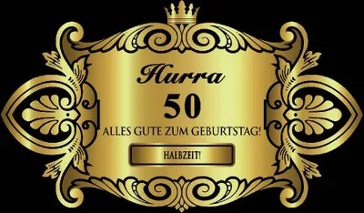 Produktbild von Oblique Unique Flaschenetikett Aufkleber gold elegant Geburtstag - Hurra 50