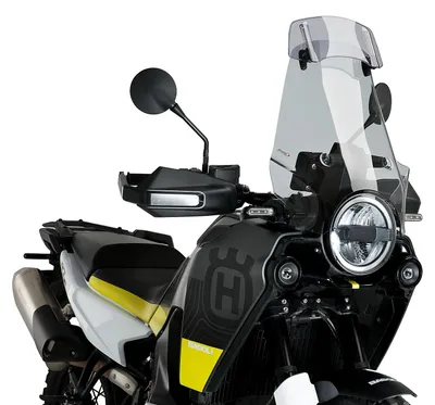 Productafbeelding van PUIG touring windscherm met heldere, getinte (rookkleurige) deflector voor Husqvarna