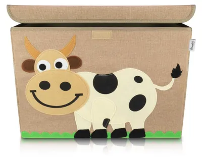 Produktbild von Lifeney Aufbewahrungsbox Kinder groß 51 x 36 x 36 I Spielzeugkiste I Kiste mit Deckel für Kinderzimmer I Aufbewahrungsboxen mit Deckel I Spielzeugaufbewahrung (Kuh)