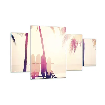 Produktbild von Bilder auf glas - 4 Teile - Fackel Strand Surfen - 160x90cm - Glasbilder - Wandbilder - Bilder - zum Aufhängen bereit - Wanddekoration aus Glas - Glas Bilder - Wandbild auf Glas - GDL160x90-4593