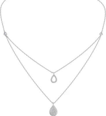 Produktbild von Celesta Silber Collier 925 Silber rhodiniert Zirkonia 925/- Sterling Silber 45cm weiß 471250025
