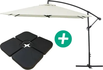 Produktbild von Ampelschirm aus Alu "Ilios 3" - Viereckig - 3 x 3 m - Ecru - Platten inbegriffen
