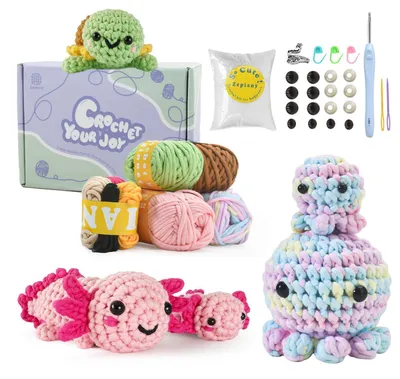 Produktbild von Häkelset für Anfänger mit Amigurumi Zubehör und Videoanleitung