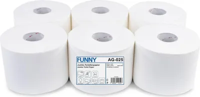 Produktbild von Jumbo Toilettenpapier FUNNY - 2- lagig - weiß - 6 Rollen - Centerfeed