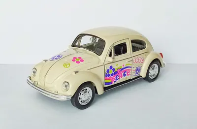 Image de VOLKSWAGEN BEETLE Coccinelle Flower Power Hippy VW modèle réduit voiture jouet enfants cadeau 73 (crème/amour)