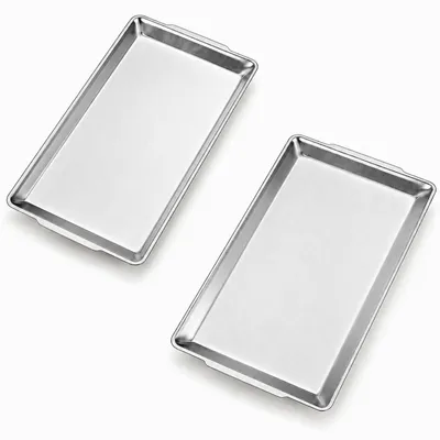 Produktbild von Set aus 2 großen Serviertabletts aus Edelstahl