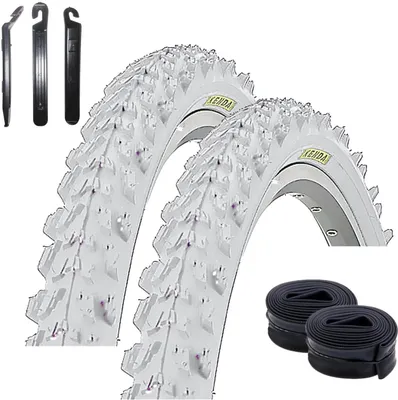 Obrázek produktu pro 2 x 26" MTB pláště Kenda K-829 v bílé barvě 50-559 (26 x 1,95) + 2 odpovídající duše AV včetně páček na pláště maxxi4you