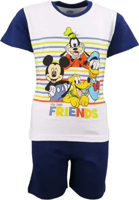 Produktbild von Disney Mickey Maus Kinder Schlafanzug Pyjama kurz – Dunkelblau / 122