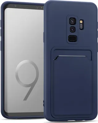Produktbild von Conie Schutzhülle für Samsung Galaxy S9 Plus mit Kartenfach Tasche Case Cover Bumper Silikon Hülle in Blau