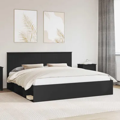 Produktbild von Möbel Bettrahmen Schwarz 200 x 200 cm Massives Kiefernholz - Klassische Betten &30021