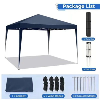 Produktbild von Pop-up Gartenpavillon - Faltzelt 3 x 3 m - Wasserdicht - UV-Schutz - Aluminiumrahmen - Oxford-Gewebe - Dunkelblau