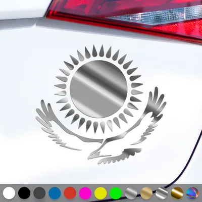 Produktbild von PantherPixel Kasachstan Aufkleber Wappen Fahne Adler Kasachisch Sticker Auto Geschenkidee Farbe Chrom-Silber