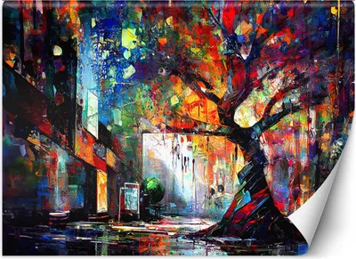 Produktbild von Vlies fototapete Abstrakter Baum 150x105 cm Feeby Lila inkl. Kleber einfache Montage
